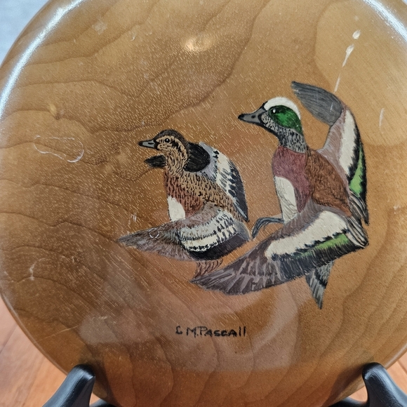 Vintage Oregon Myrtlewood 6.5" Woodenware Hand Painted Duck Themed Plaque‎ - Picture 2 of 9